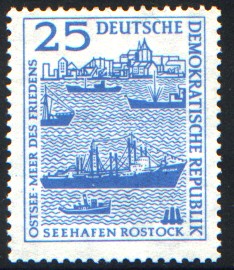 25 Pf Briefmarke: Seehafen Rostock 25 Pf Briefmarke: Seehafen Rostock