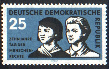 25 Pf Briefmarke: Zehn Jahre Tag der Menschenrechte