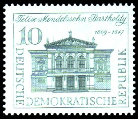 10 Pf Briefmarke: 150. Geburtstag Felix Mendelssohn-Bartholdy
