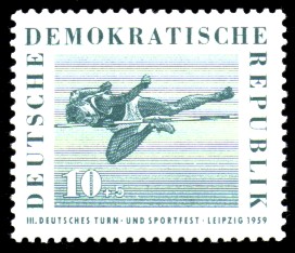 10 + 5 Pf Briefmarke: 3. Deutsches Turn- und Sportfest, Leipzig 1959 10 + 5 Pf Briefmarke: 3. Deutsches Turn- und Sportfest, Leipzig 1959