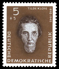 5 + 5 Pf Briefmarke: Antifaschisten, Tilde Klose 5 + 5 Pf Briefmarke: Antifaschisten, Tilde Klose