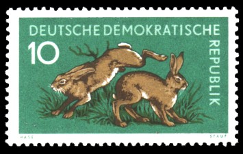 10 Pf Briefmarke: Waldtiere, Feldhase 10 Pf Briefmarke: Waldtiere, Feldhase