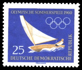 25 Pf Briefmarke: Olympische Sommerspiele 1960, Segeln 25 Pf Briefmarke: Olympische Sommerspiele 1960, Segeln