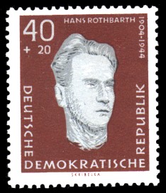 40 + 20 Pf Briefmarke: Antifaschisten, Hans Rothbarth