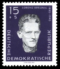 15 + 5 Pf Briefmarke: Antifaschisten, Lorenz Breunig