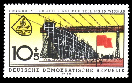 10 + 5 Pf Briefmarke: FDGB-Urlauberschiff MS Fritz Heckert