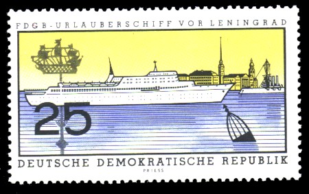 25 Pf Briefmarke: FDGB-Urlauberschiff MS Fritz Heckert