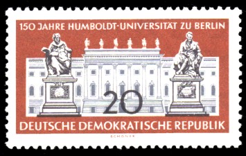 20 Pf Briefmarke: 150 Jahre Humboldt-Universität zu Berlin / 250 Jahre Charité Berlin