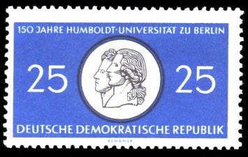 25 Pf Briefmarke: 150 Jahre Humboldt-Universität zu Berlin / 250 Jahre Charité Berlin 25 Pf Briefmarke: 150 Jahre Humboldt-Universität zu Berlin / 250 Jahre Charité Berlin