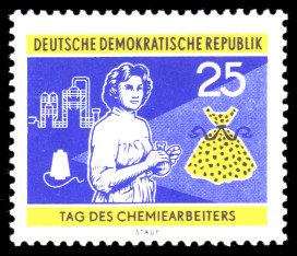25 Pf Briefmarke: Tag des Chemiearbeiters