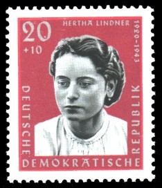 20 + 10 Pf Briefmarke: Antifaschisten, Hertha Lindner 20 + 10 Pf Briefmarke: Antifaschisten, Hertha Lindner