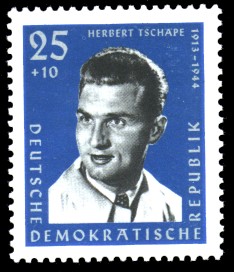25 + 10 Pf Briefmarke: Antifaschisten, Herbert Tschäpe