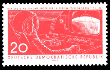 20 Pf Briefmarke: 1. Weltraumflug Gagarin