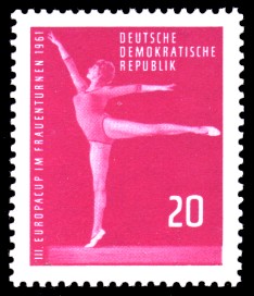 20 Pf Briefmarke: Frauenturnen, III. Europacup in Leipzig 1961