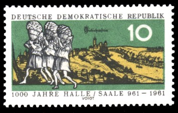 10 Pf Briefmarke: 1000 Jahre Halle/Saale