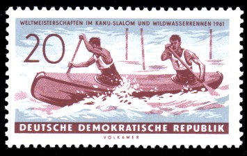 20 Pf Briefmarke: Weltmeisterschaften im Kanu-Slalom und Wildwasserrennen 1961