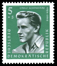 5 + 5 Pf Briefmarke: Antifaschisten, Carlo Schönhaar 5 + 5 Pf Briefmarke: Antifaschisten, Carlo Schönhaar