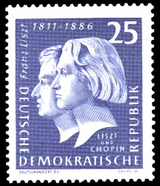 25 Pf Briefmarke: 150. Geburtstag Franz Liszt 25 Pf Briefmarke: 150. Geburtstag Franz Liszt