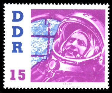 15 Pf Briefmarke: DDR-Besuch von German Titow, sowjetischer Kosmonaut