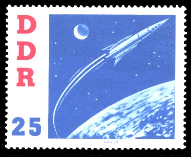 25 Pf Briefmarke: DDR-Besuch von German Titow, sowjetischer Kosmonaut 25 Pf Briefmarke: DDR-Besuch von German Titow, sowjetischer Kosmonaut