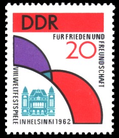 20 Pf Briefmarke: VIII. Weltfestspiele in Helsinki 1962 20 Pf Briefmarke: VIII. Weltfestspiele in Helsinki 1962