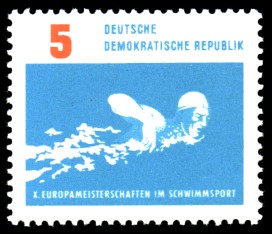 5 Pf Briefmarke: X. Europameisterschaften im Schwimmsport