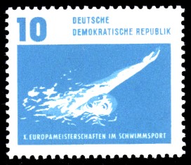 10 Pf Briefmarke: X. Europameisterschaften im Schwimmsport