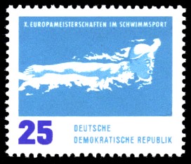 25 Pf Briefmarke: X. Europameisterschaften im Schwimmsport