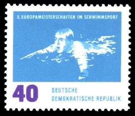 40 Pf Briefmarke: X. Europameisterschaften im Schwimmsport
