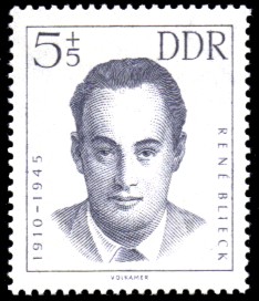 5 + 5 Pf Briefmarke: internationale Antifaschisten, Rene Blieck