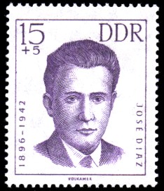 15 + 5 Pf Briefmarke: internationale Antifaschisten, Jose Diaz 15 + 5 Pf Briefmarke: internationale Antifaschisten, Jose Diaz