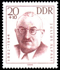 20 + 10 Pf Briefmarke: internationale Antifaschisten, Julius Alpari