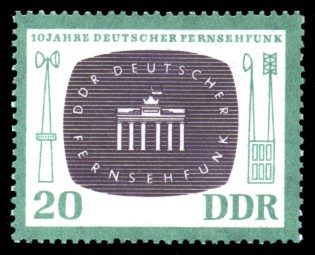 20 Pf Briefmarke: 10 Jahre Deutscher Fernsehfunk 20 Pf Briefmarke: 10 Jahre Deutscher Fernsehfunk