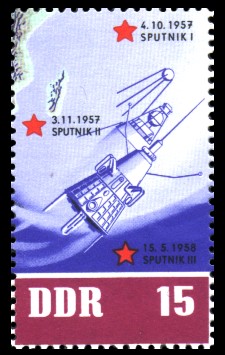 15 Pf Briefmarke: 5 Jahre sowjetische Weltraumflüge