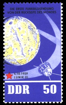 50 Pf Briefmarke: 5 Jahre sowjetische Weltraumflüge