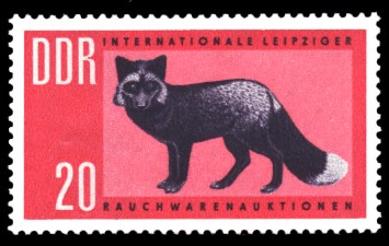 20 Pf Briefmarke: Leipziger Rauchwarenauktion, Silberfuchs 20 Pf Briefmarke: Leipziger Rauchwarenauktion, Silberfuchs