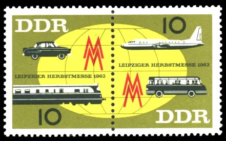 10 Pf / 10 Pf Briefmarke: Zusammendruck: Leipziger Herbstmesse 1963