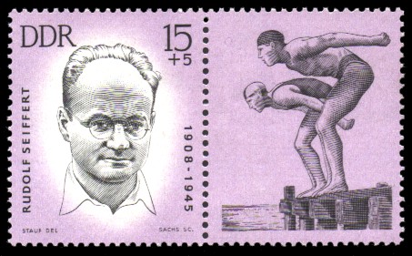 15 + 5 Pf Briefmarke: Antifaschisten - Sportler, Rudolf Seiffert