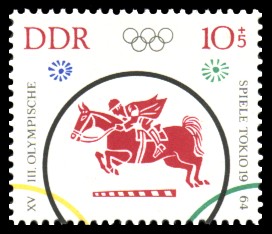 10 + 5 Pf Briefmarke: XVIII Olympische Spiele Tokio 10 + 5 Pf Briefmarke: XVIII Olympische Spiele Tokio