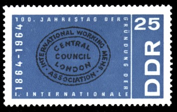 25 Pf Briefmarke: 100. Gründungstag der ersten Internationalen 25 Pf Briefmarke: 100. Gründungstag der ersten Internationalen