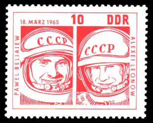 10 Pf Briefmarke: sowjetische Raumfahrt, Woschod 2 10 Pf Briefmarke: sowjetische Raumfahrt, Woschod 2
