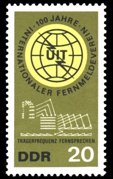 20 Pf Briefmarke: 100 Jahre Internationaler Fernmeldeverein