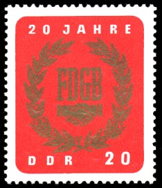 20 Pf Briefmarke: 20 Jahre FDGB 20 Pf Briefmarke: 20 Jahre FDGB