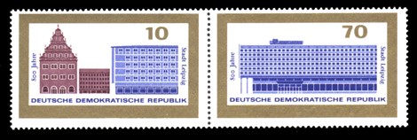 Briefmarke: Zusammendruck aus Block Intermess III (10Pf/70Pf) Briefmarke: Zusammendruck aus Block Intermess III (10Pf/70Pf)