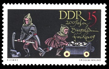 15 Pf Briefmarke: 200 Jahre Bergakademie Freiberg