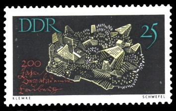 25 Pf Briefmarke: 200 Jahre Bergakademie Freiberg 25 Pf Briefmarke: 200 Jahre Bergakademie Freiberg