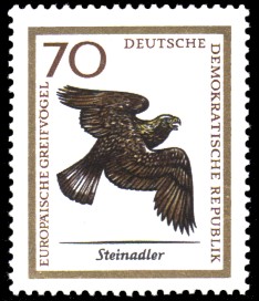 70 Pf Briefmarke: Europäische Greifvögel, Steinadler 70 Pf Briefmarke: Europäische Greifvögel, Steinadler