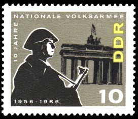 10 Pf Briefmarke: 10 Jahre NVA 10 Pf Briefmarke: 10 Jahre NVA