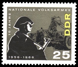 25 Pf Briefmarke: 10 Jahre NVA 25 Pf Briefmarke: 10 Jahre NVA