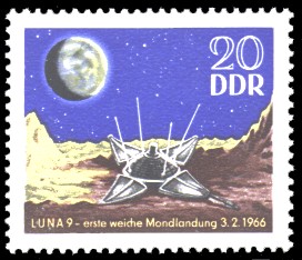 20 Pf Briefmarke: erste weiche Mondlandung 20 Pf Briefmarke: erste weiche Mondlandung